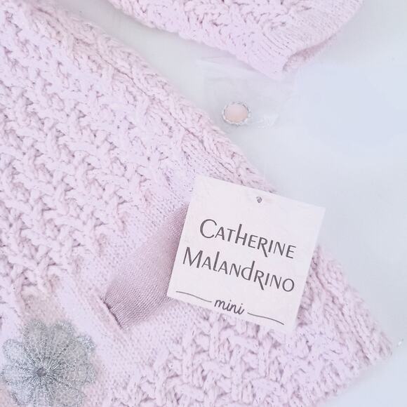 NEW Catherine Maladrino Mini Baby Sweater Dress 3-6 Months Light Pink, Floral - Picture 4 of 6